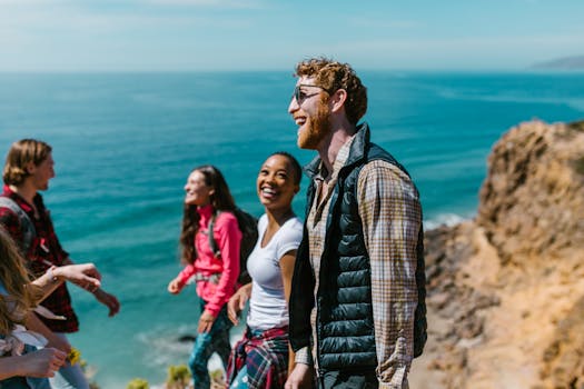 group of friends hiking together