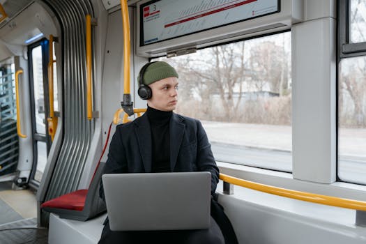 traveling adventurer with laptop