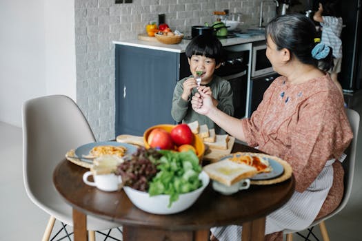 family enjoying breakfast at a hotel