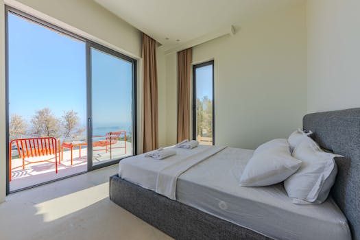 luxurious hotel room with ocean view