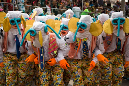 colorful street festival with performers