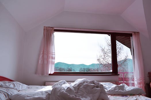 cozy hotel room with a scenic view