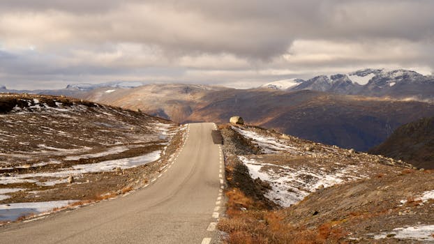 Scenic train route through the mountains