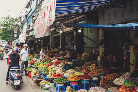 local market with fresh produce