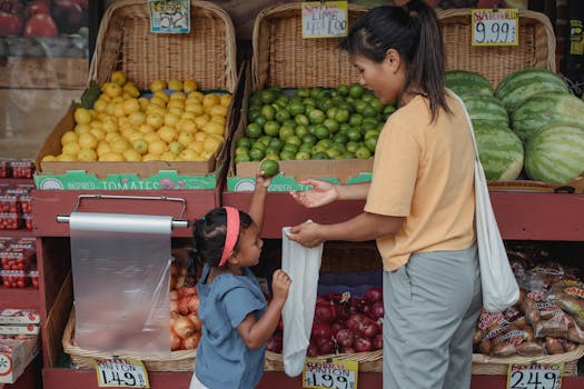 local market with fresh fruits