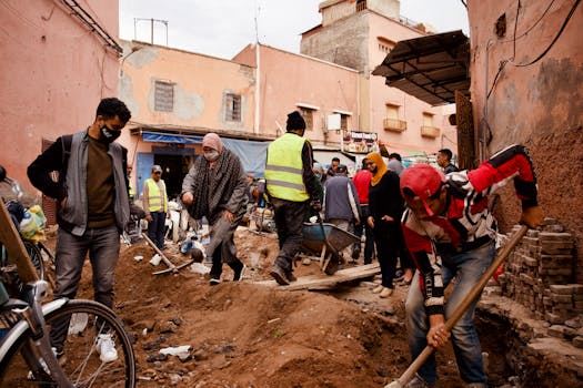 volunteers working at a community project